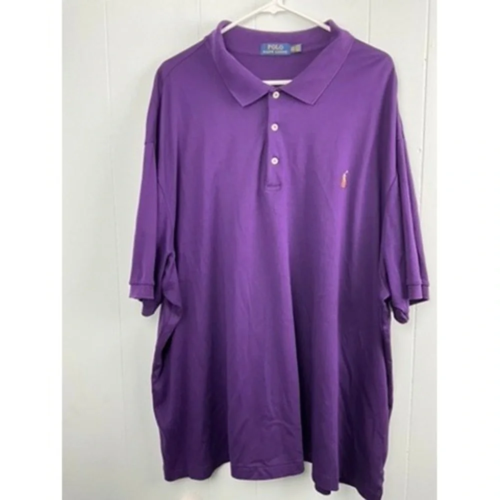Polo Ralph Lauren Mens 4XB Purple Short Sleeve Embroidered Polo Shirt Big Tall